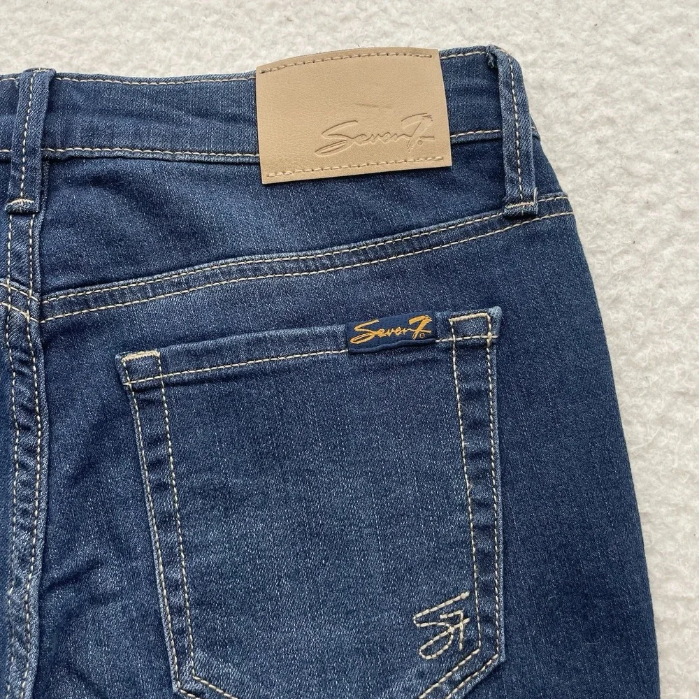 Seven7 Jeans Womens 2 28x32 High Rise Slim‎ Flare Blue Stretch Whiskered Denim